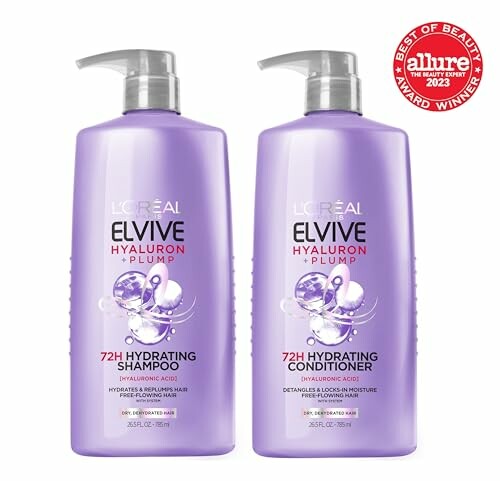 L'Oreal Paris Elvive Hyaluron Plump Shampoo and Conditioner Set in use