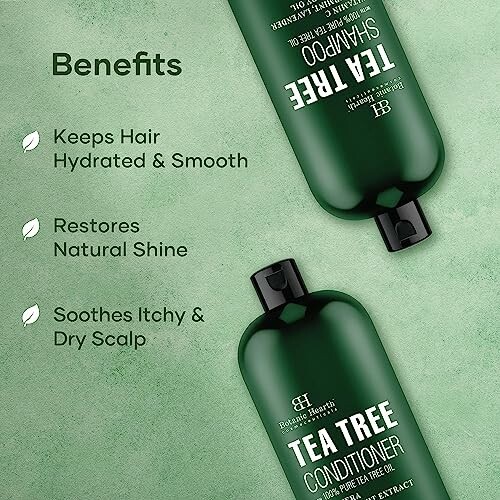 Happy person using Botanic Hearth Tea Tree Shampoo and Conditioner in the shower