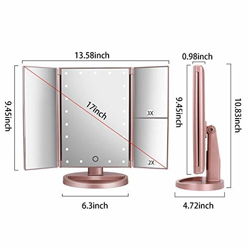 Deweisn Tri-Fold Lighted Vanity Mirror in use