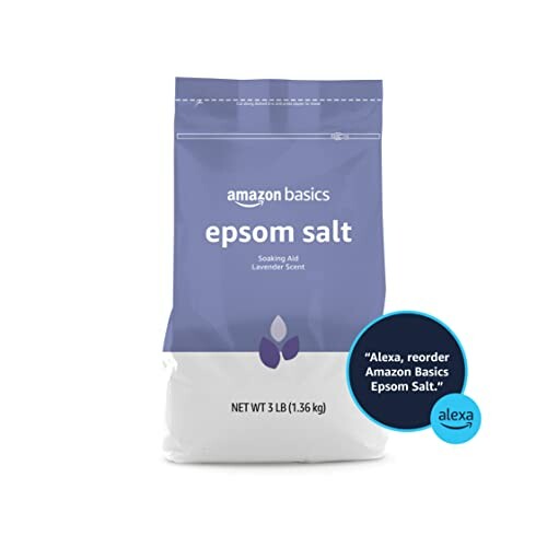 Amazon Basics Epsom Salt package, lavender scent, 3lb