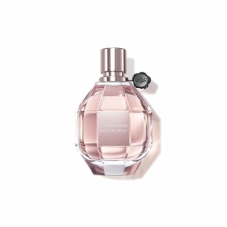 Flowerbomb perfume bottle with pink liquid