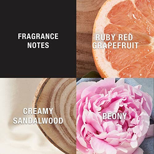 Fragrance notes: ruby red grapefruit, creamy sandalwood, peony