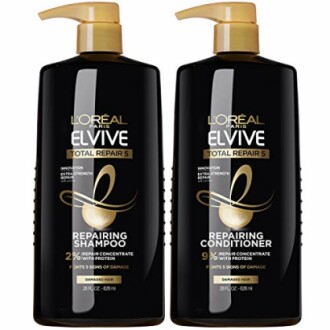 L'Oreal Elvive Total Repair 5 Shampoo and Conditioner bottles