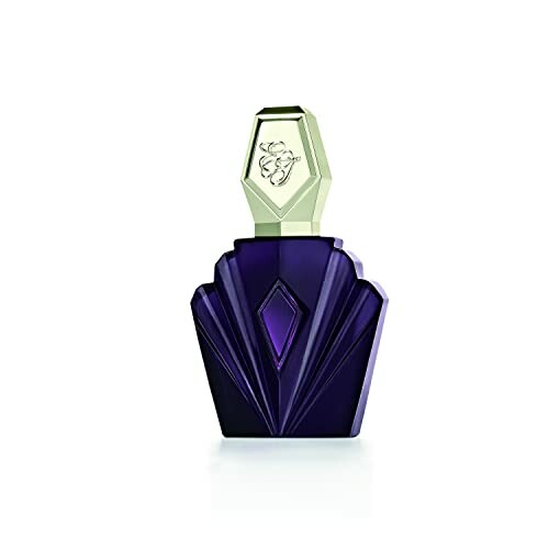 Elegant purple and gold geometric perfume bottle