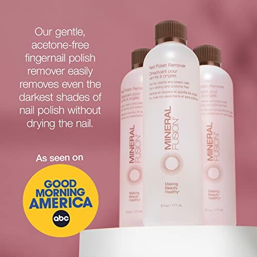 Mineral Fusion nail polish remover bottles with Good Morning America feature