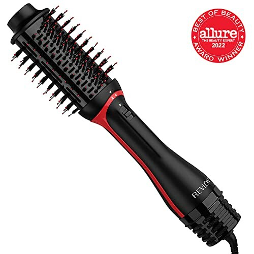 Revlon hair dryer brush with award badge.