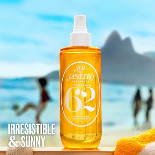 Sol de Janeiro body mist on a beach background